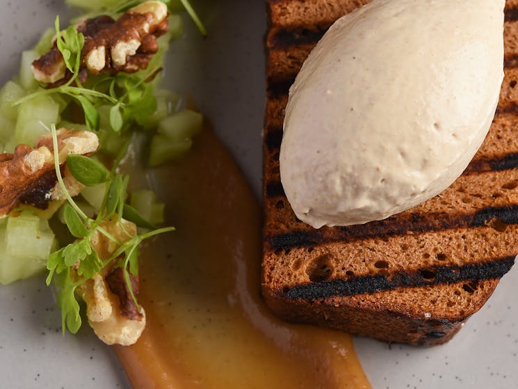 Chicken Liver Parfait, pear, walnut, celery