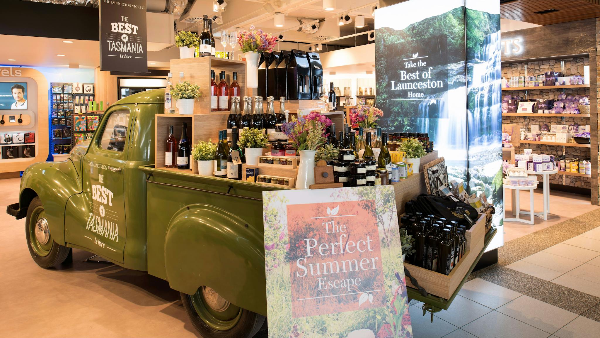 A vintage Ute offers unique Tasmanian gifts and produce in The Launceston Store