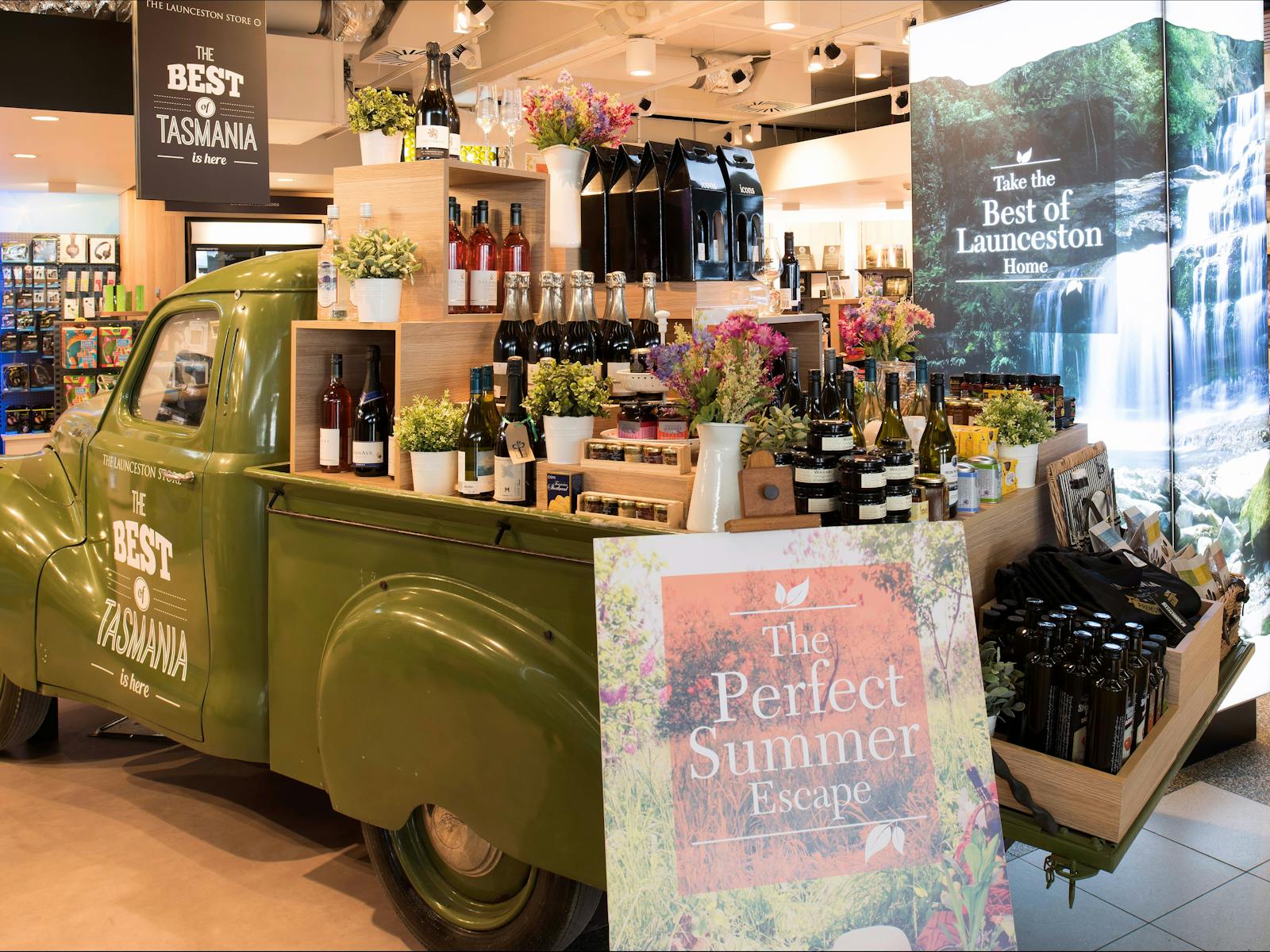 A vintage Ute offers unique Tasmanian gifts and produce in The Launceston Store