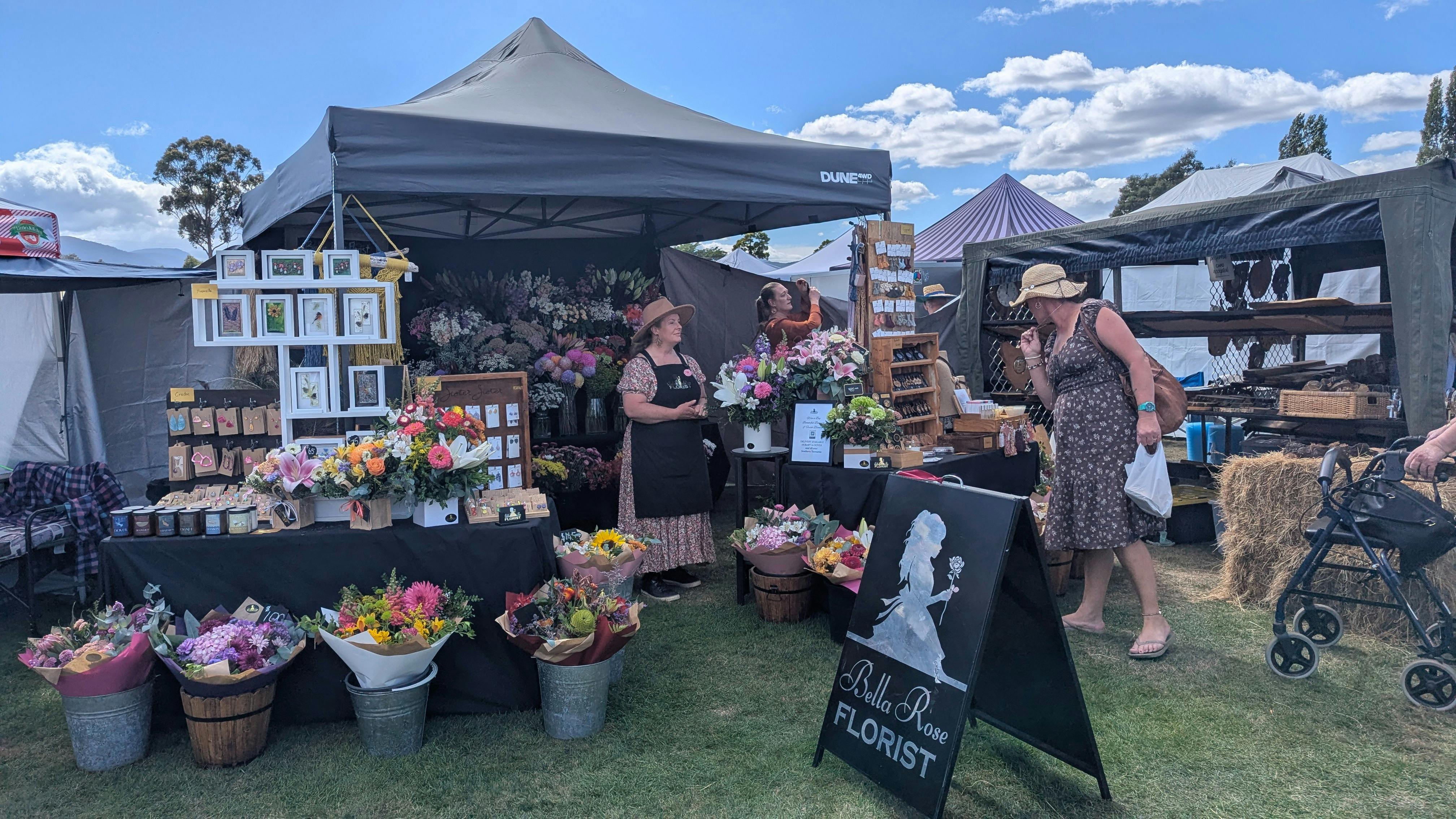A photo of a flower stall