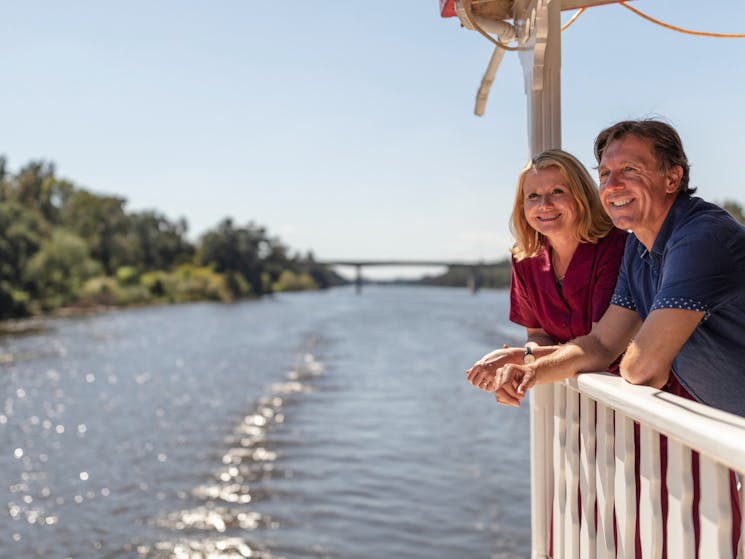 Couple enjoying a ride aboard the Nepean Belle Paddlewheeler, Jamisontown