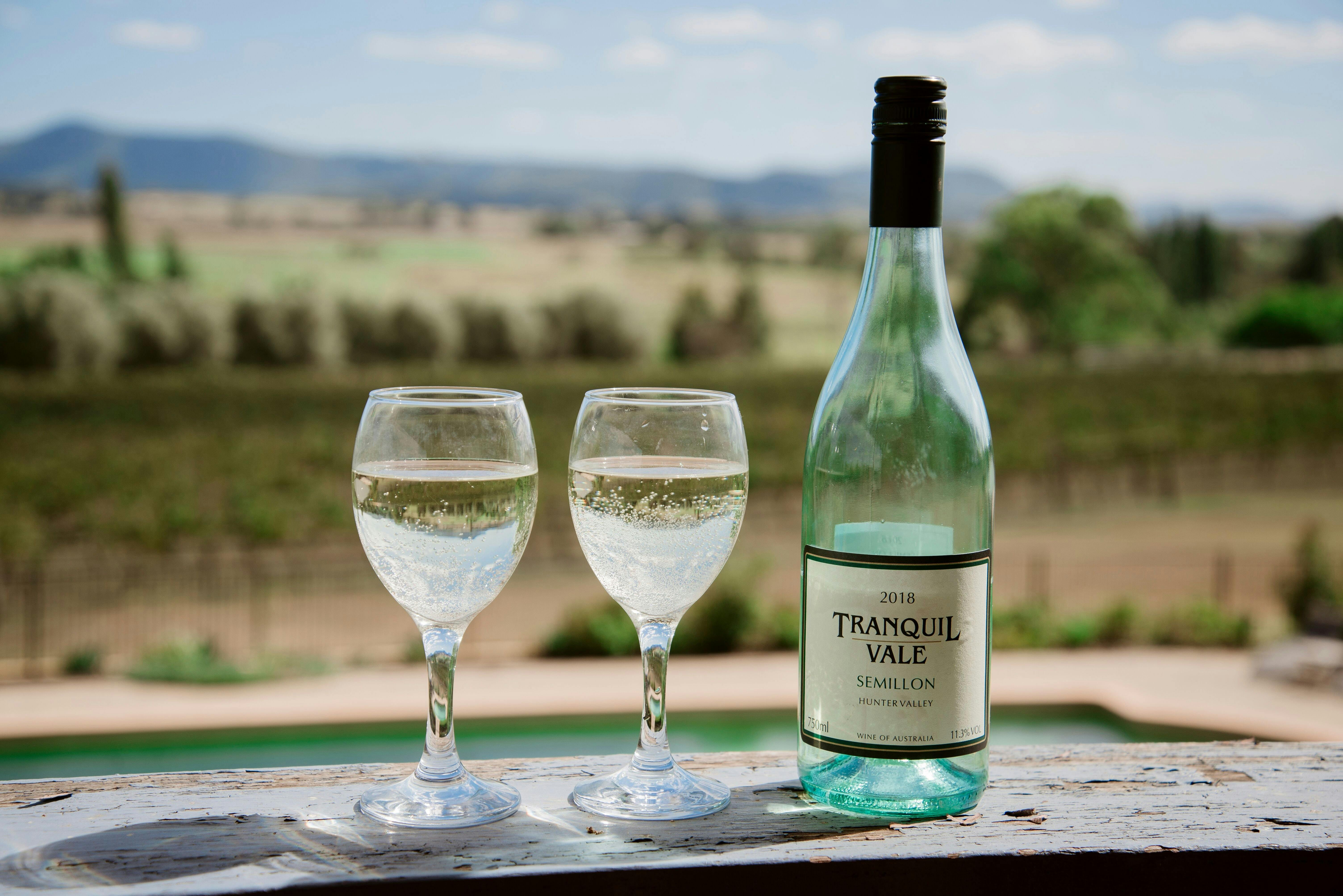 Enjoy a glass of Semillon while taking in the view