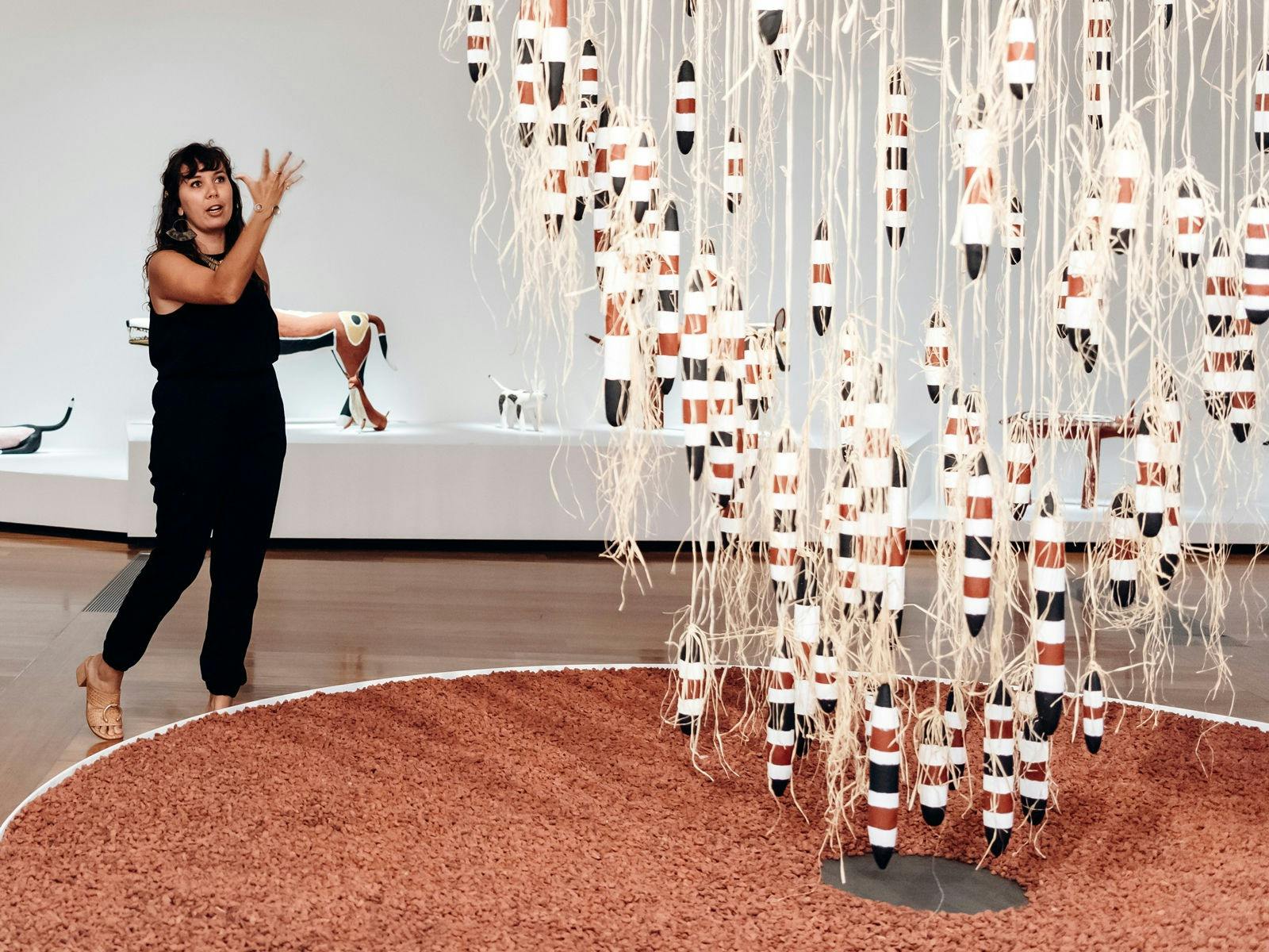 Installation view of Kalben (detail) 2016-17 by Alair Pambegan (Wik-Mungkan people) Installation view of Kalben (detail) 2016-17 by Alair Pambegan (Wik-Mungkan people)