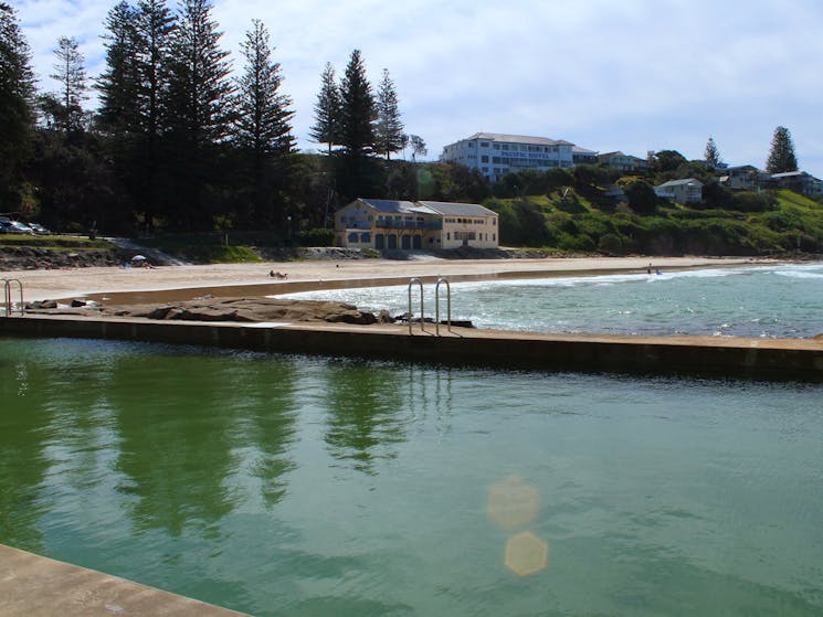 Ocean pool in foreground. Yamba Main Beach