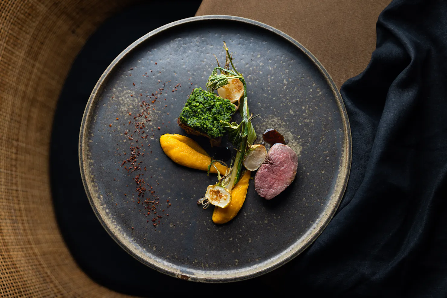 Peachester Fresh Lamb, Braised Shoulder Backstrap, Herb Crust, Falls Farm Vegetables