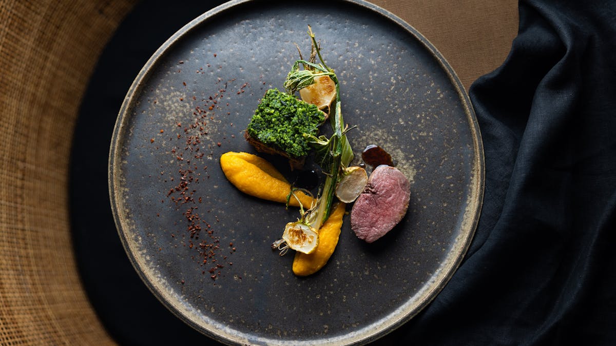 Peachester Fresh Lamb, Braised Shoulder Backstrap, Herb Crust, Falls Farm Vegetables