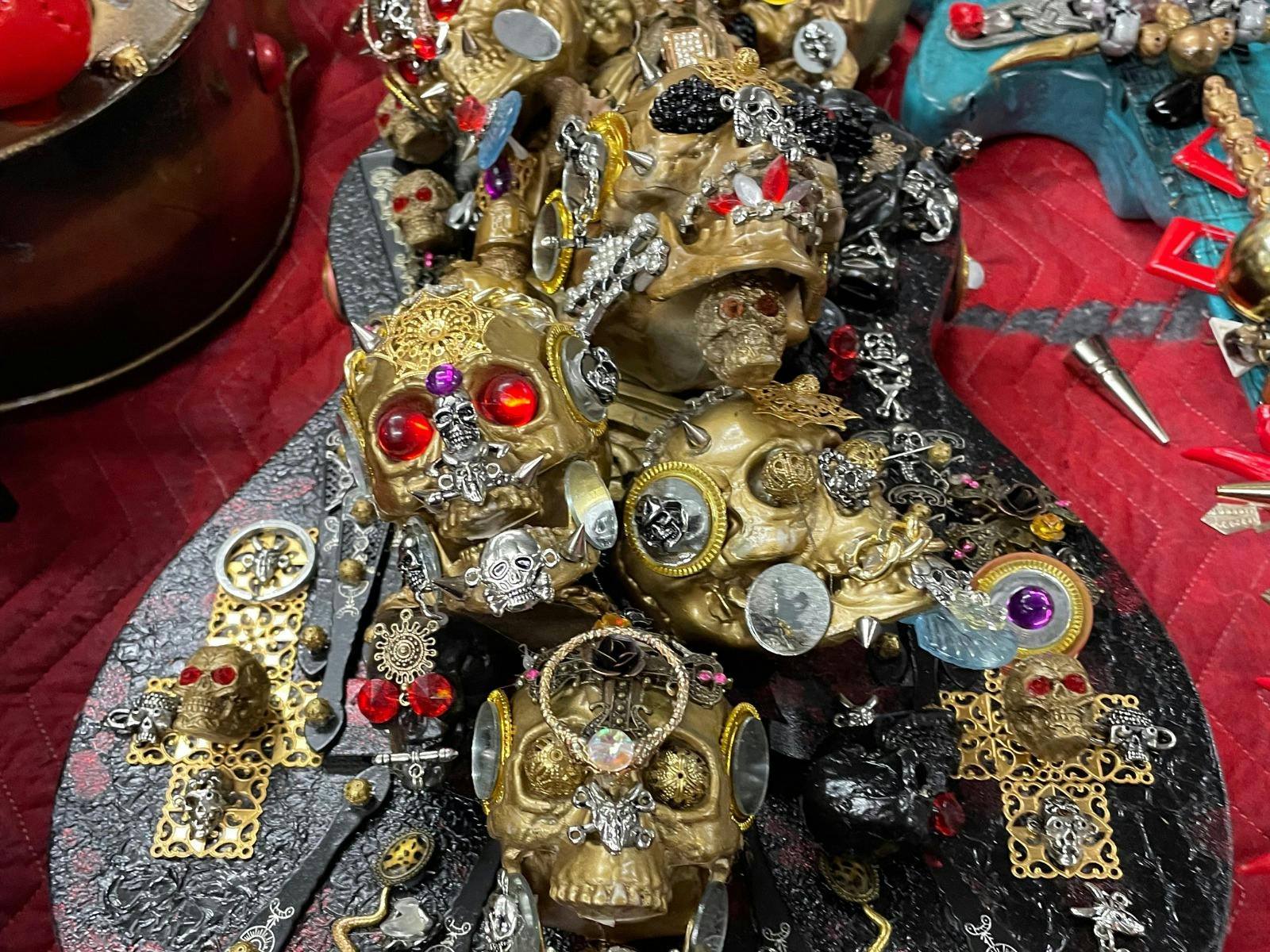 A skull-themed guitar