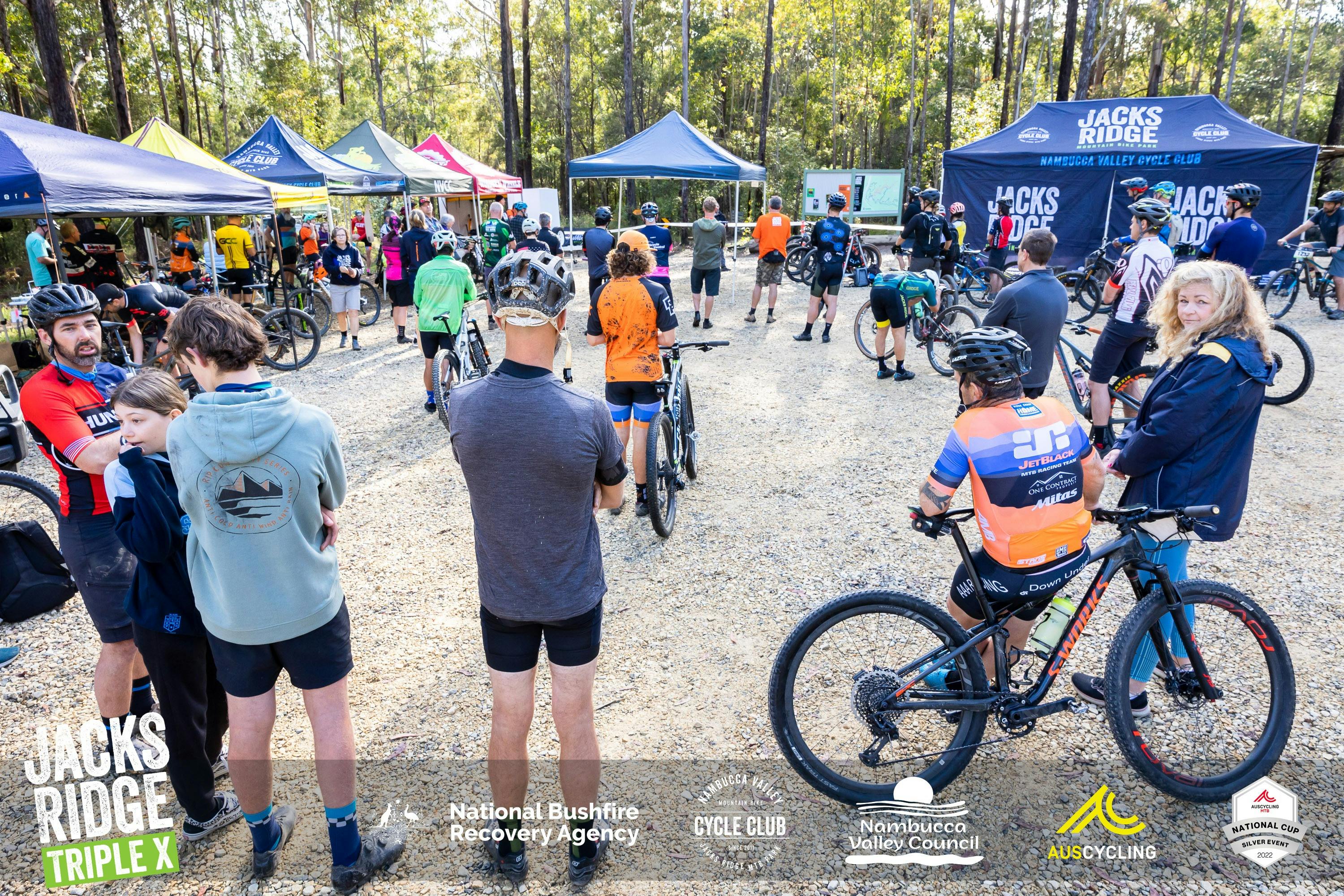 Mountain Bike Riders and support crews waiting for events at the XXX on 2 October 2022