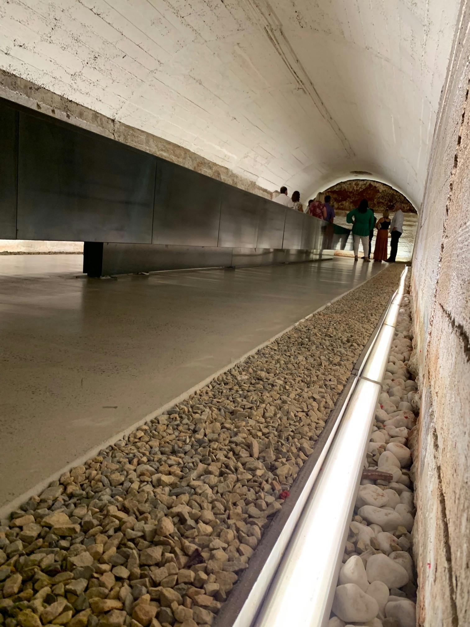 Storing red wine in a cooler concrete cellar at Penfold winery