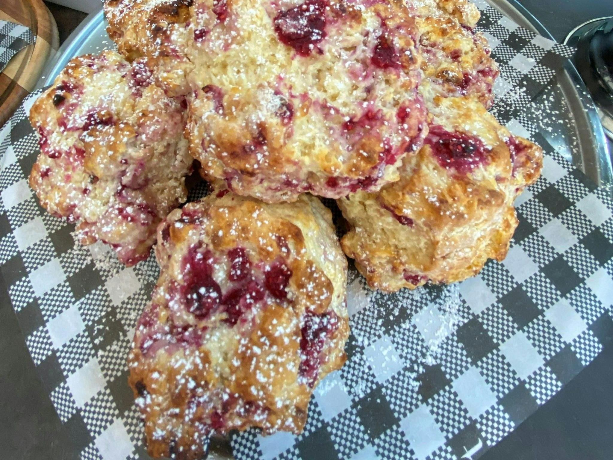 Delicious white chocolate and raspberry scones