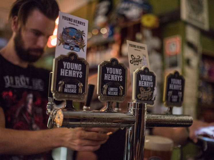 Local Brewery Young Henrys Beer & Cider on the taps