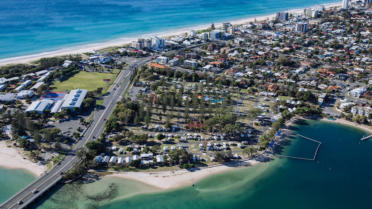 Tallebudgera Creek Tourist Park aerial looking south
