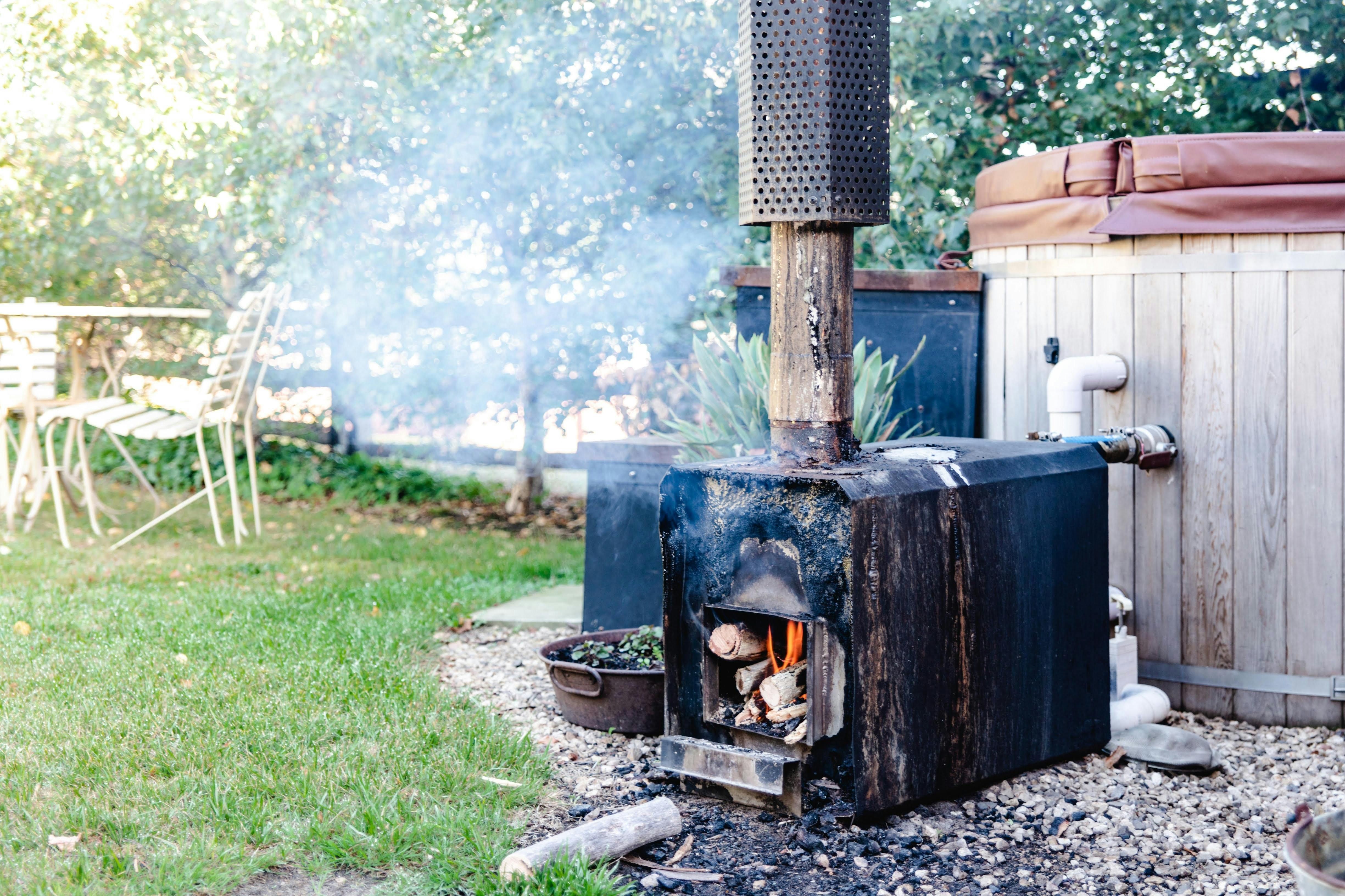 Outdoor woodfired hot tub