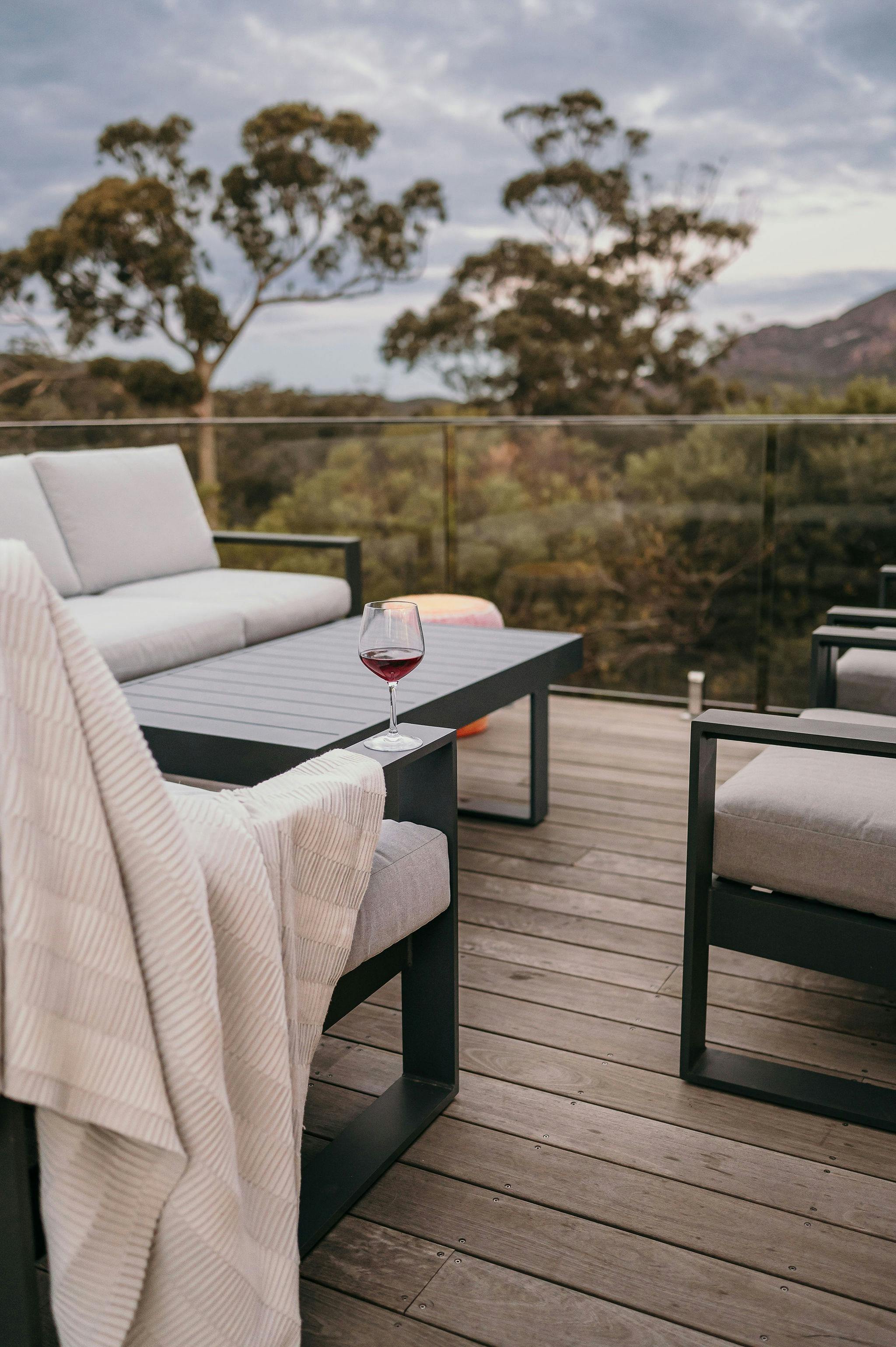 Outdoor furniture with natural bush environment backdrop
