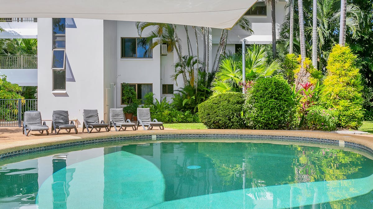Choice of two pools in beautifully landscaped shaded gardens.