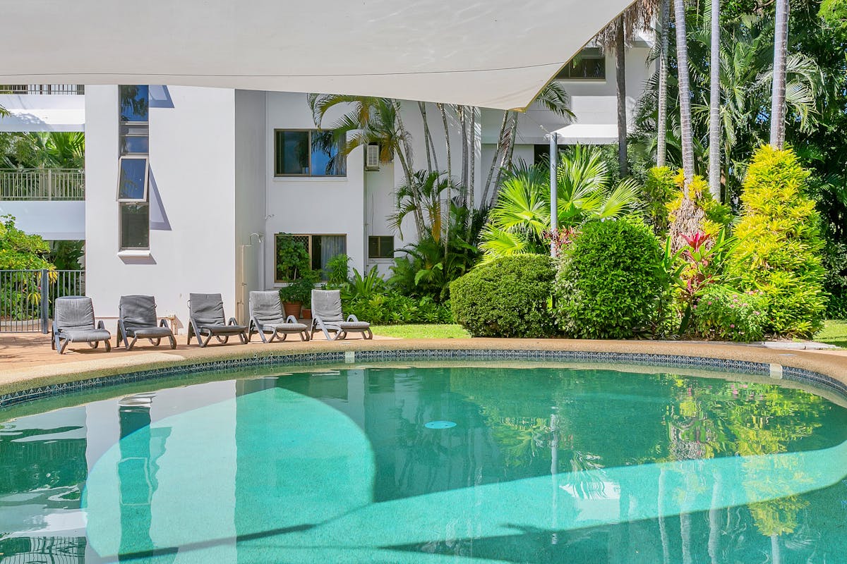 Choice of two pools in beautifully landscaped shaded gardens.