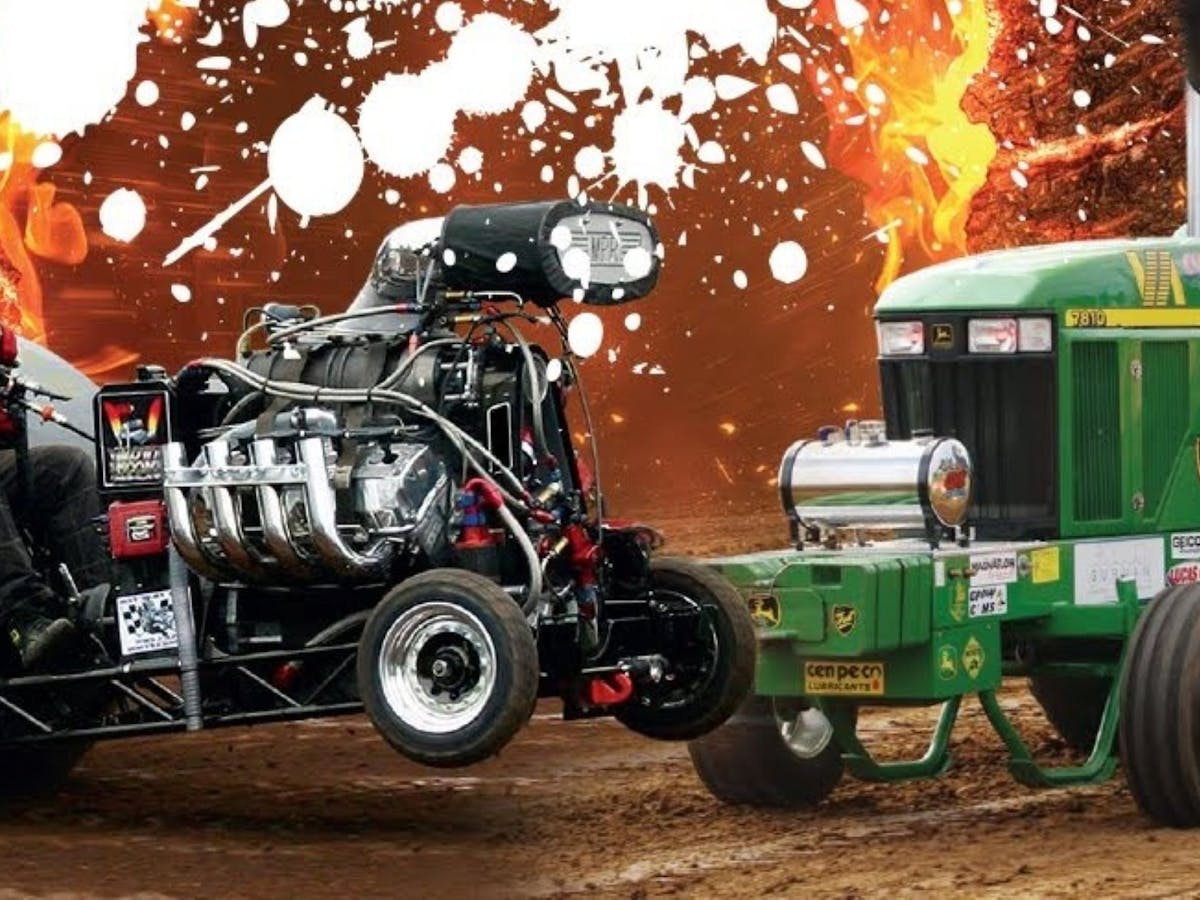 Modified tractors going head to head to see which one will win