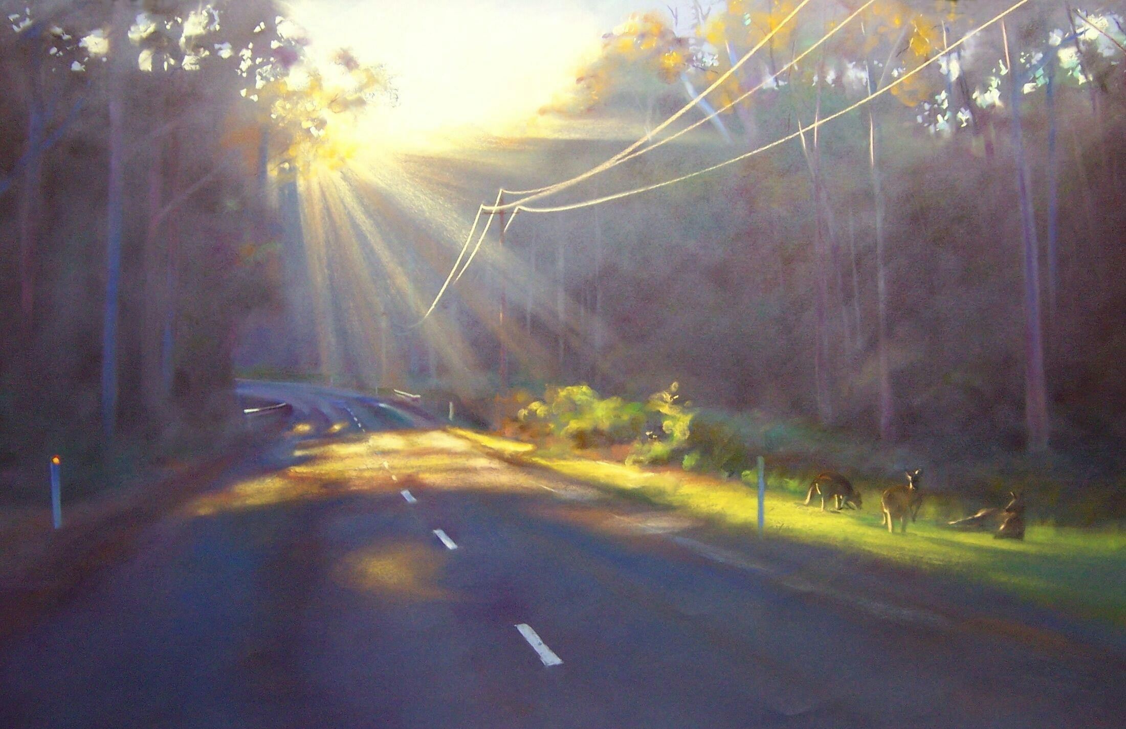 the Road from Durras Pastel on paper grace paleg