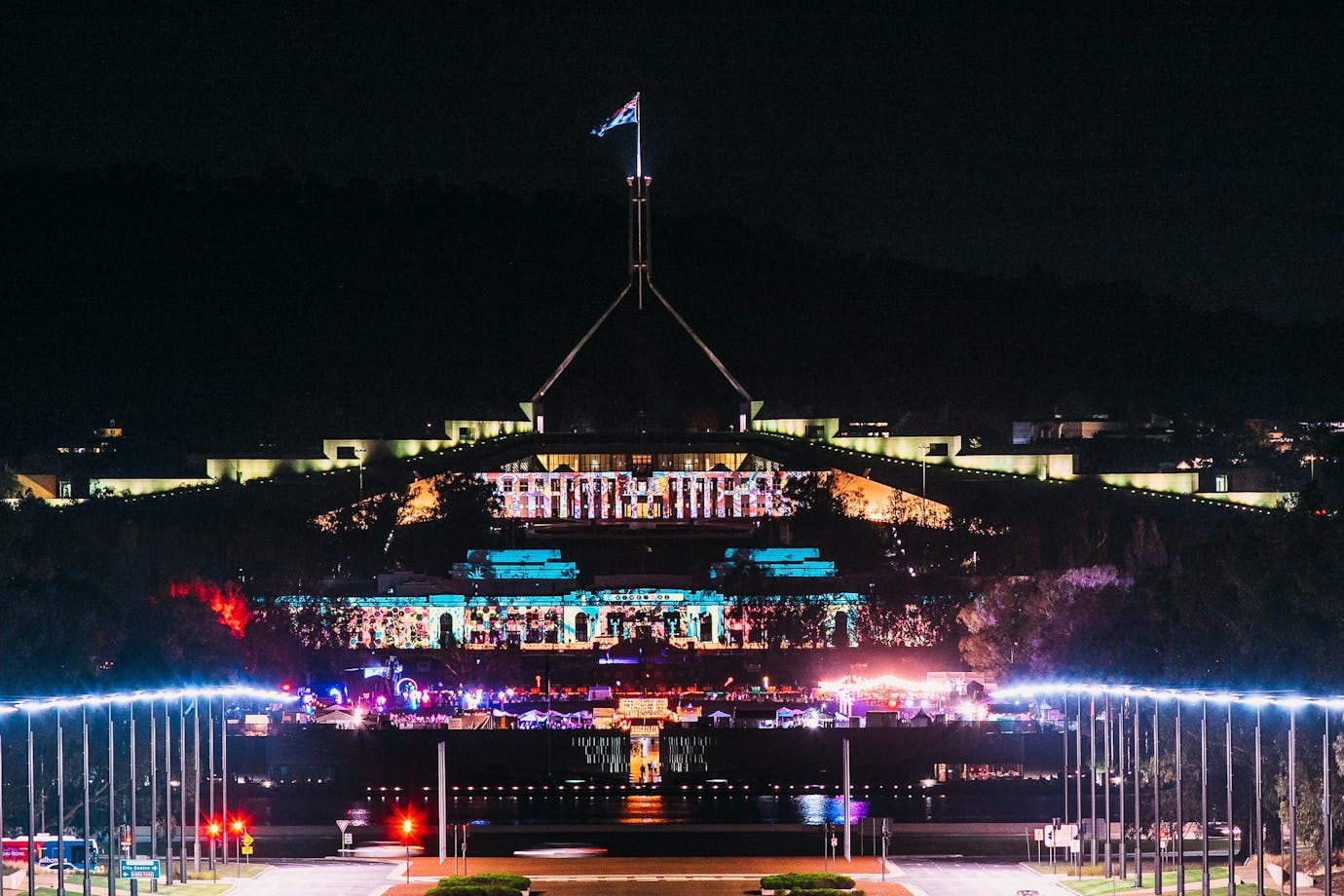 Parliament House lit up