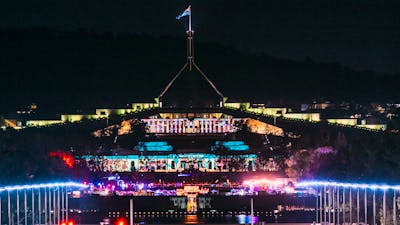 Parliament House lit up