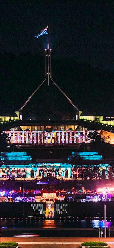 Parliament House lit up