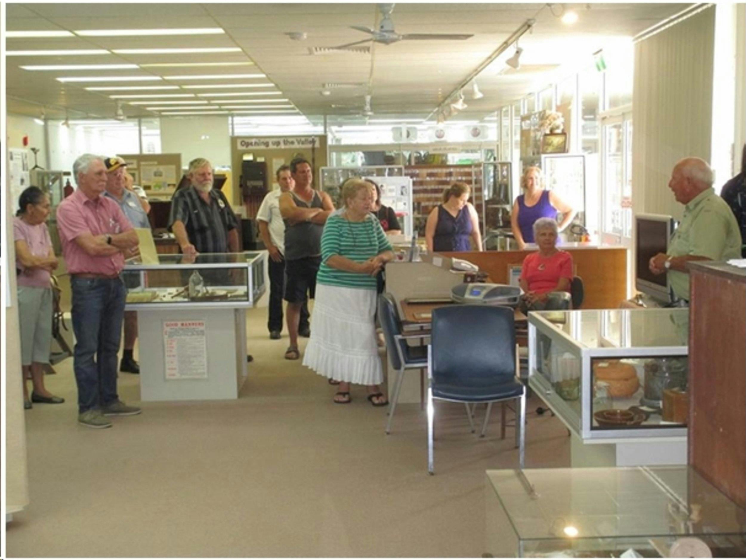 Visitors given a guided tour of the Pioneer Valley Museum