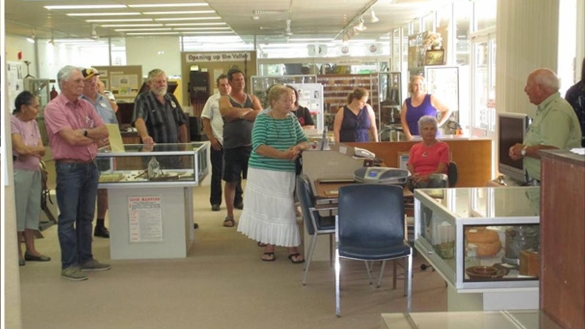 Visitors given a guided tour of the Pioneer Valley Museum