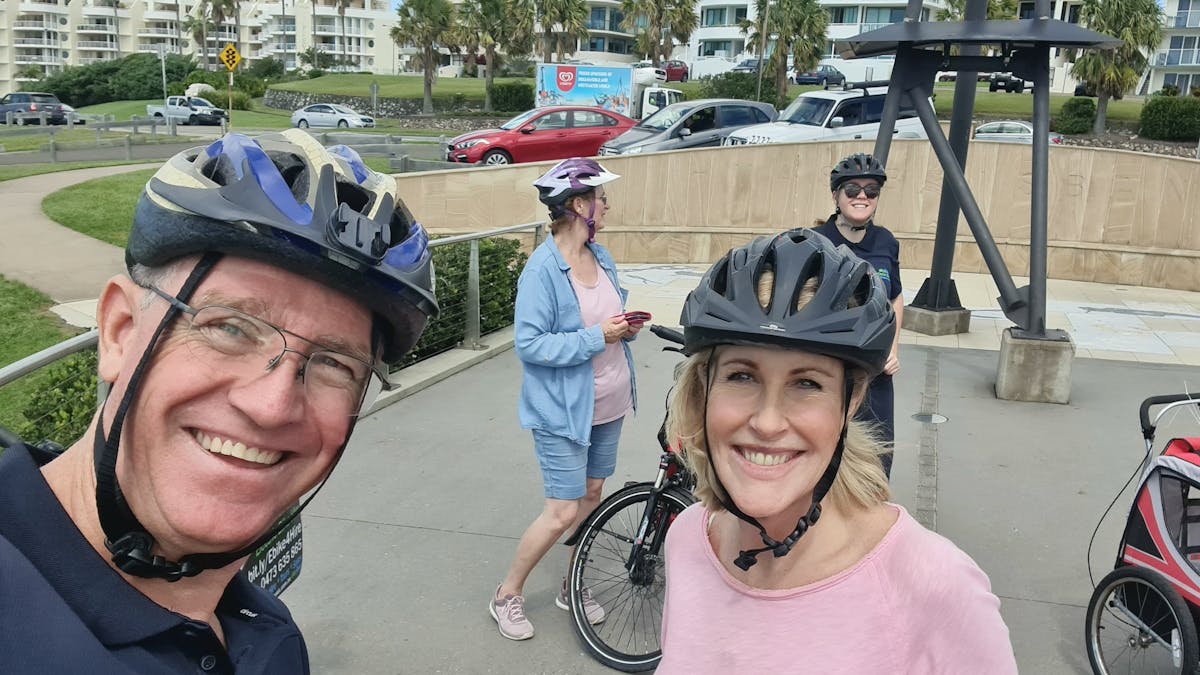 smiles at the lookout