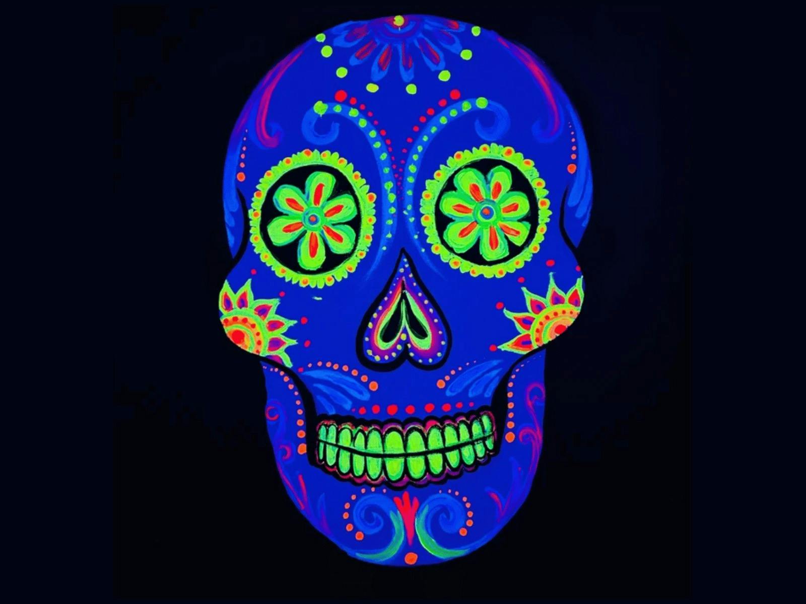 Halloween Neon Sugar Skull Painting