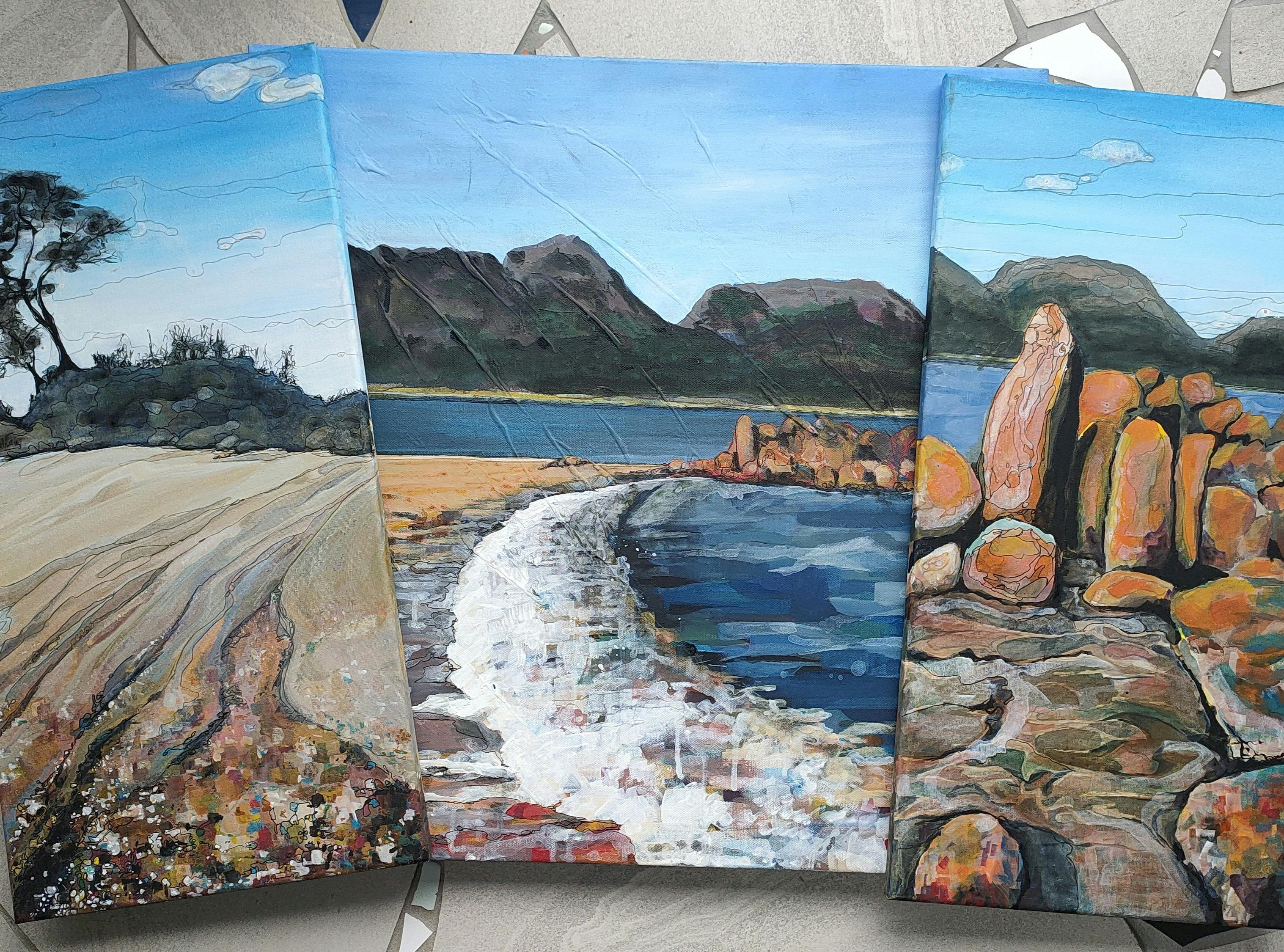 coles bay tasmania acrylic lee-Anne Peters canvas