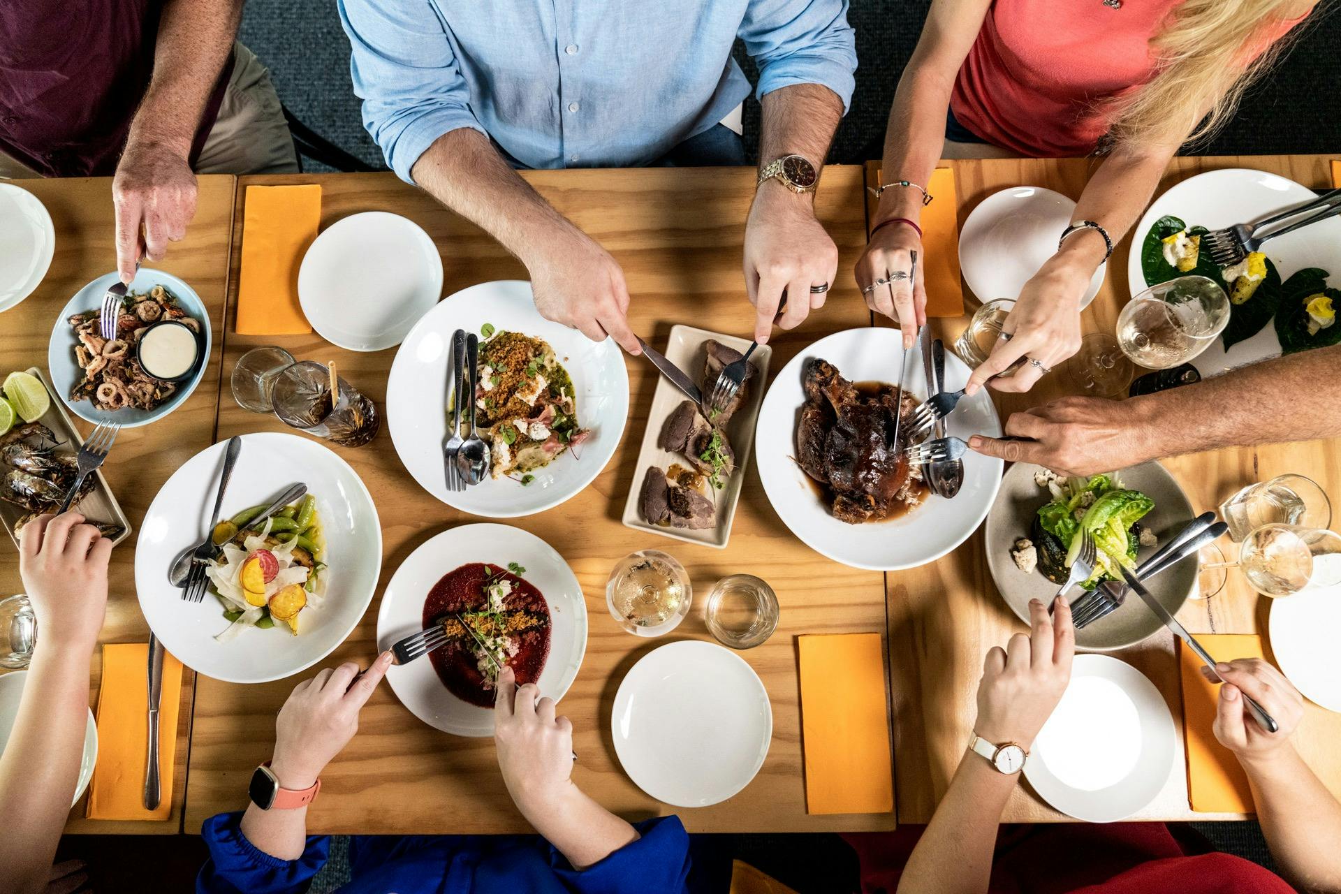 high-angle-food-table