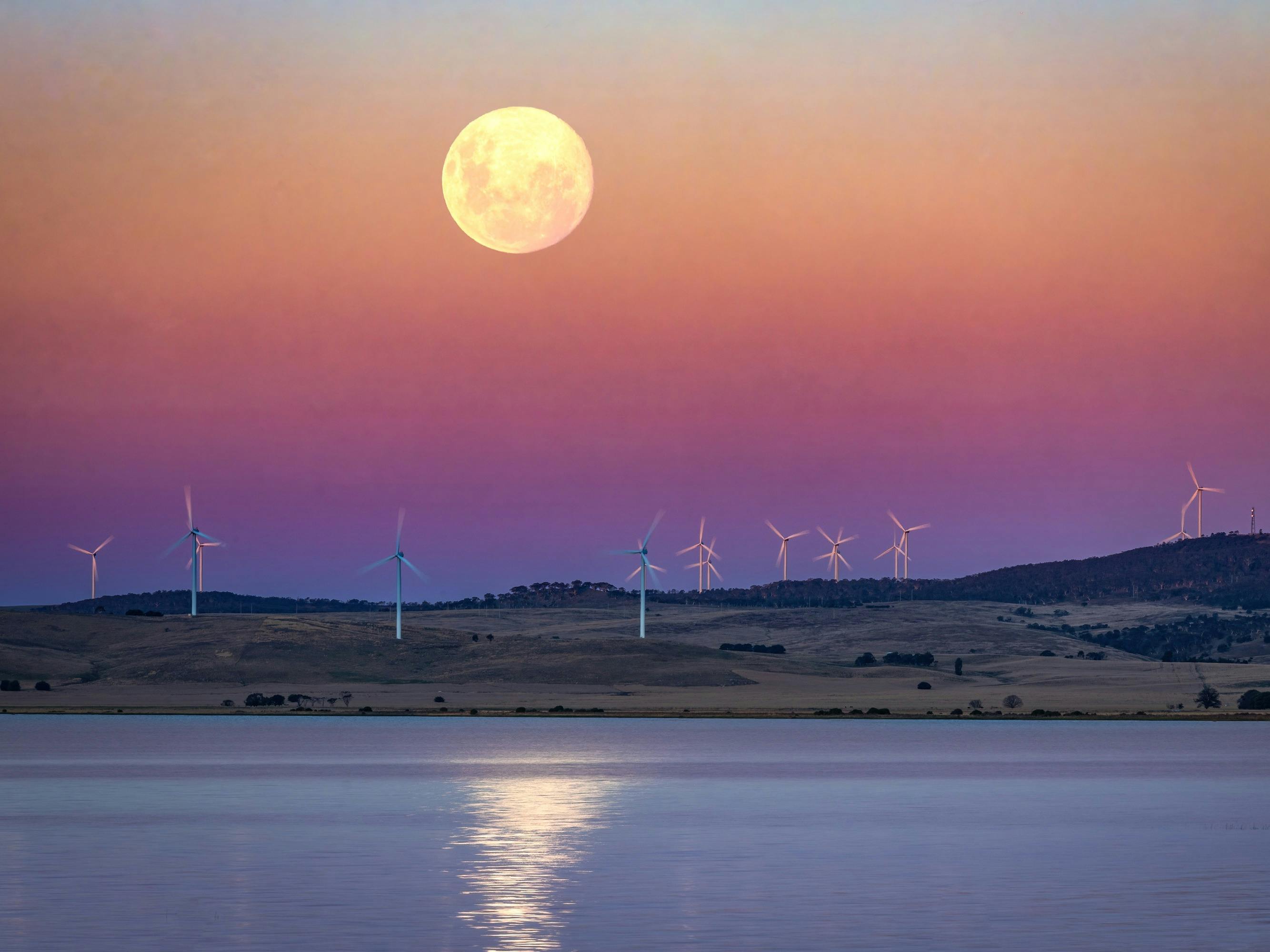Moon reflecting on lake George during Girdle