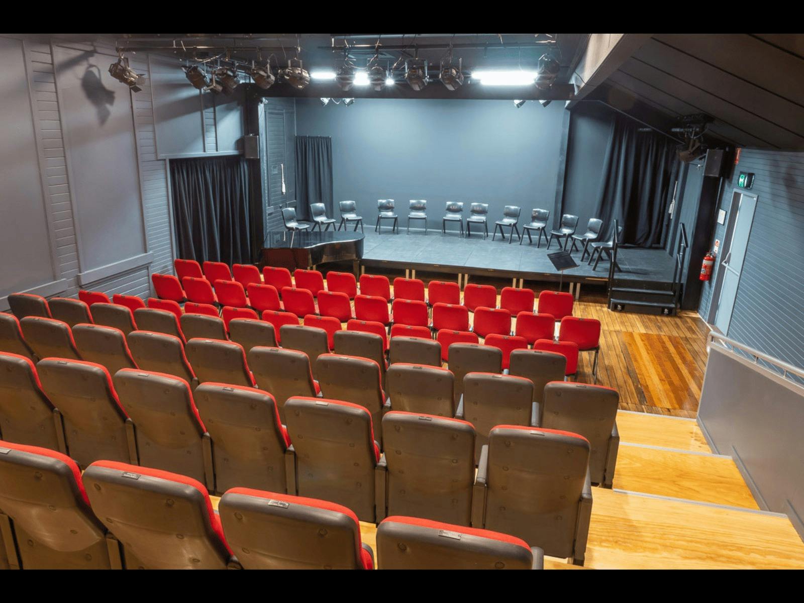 The black box stage of the theatre