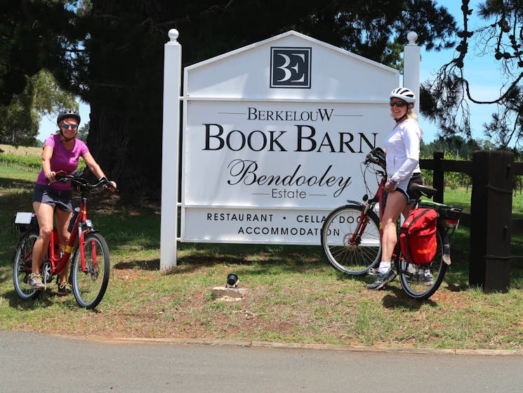 Cyclists at the Berkelouw Book Barn and cafe near Bowral.