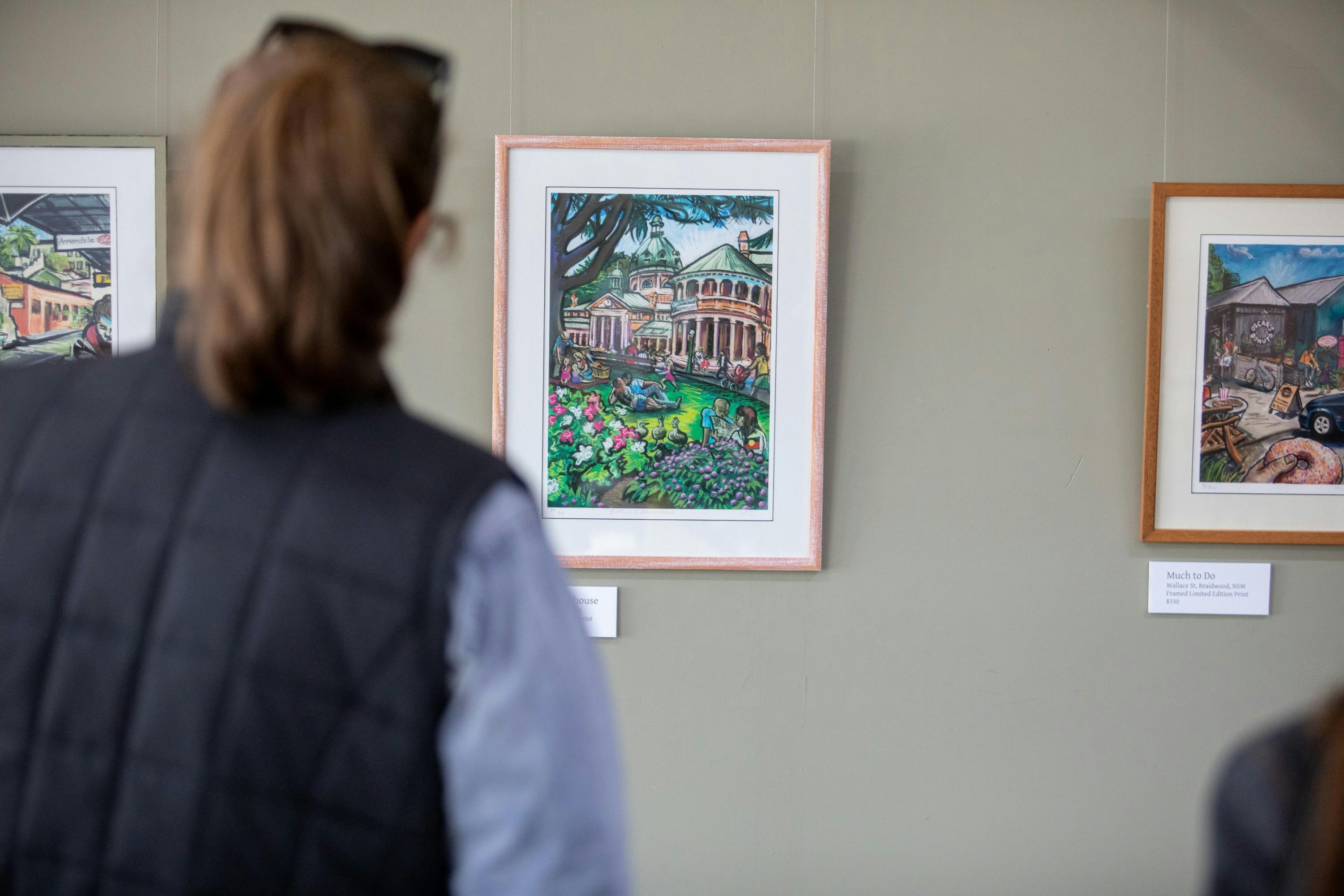 Person looking at painting