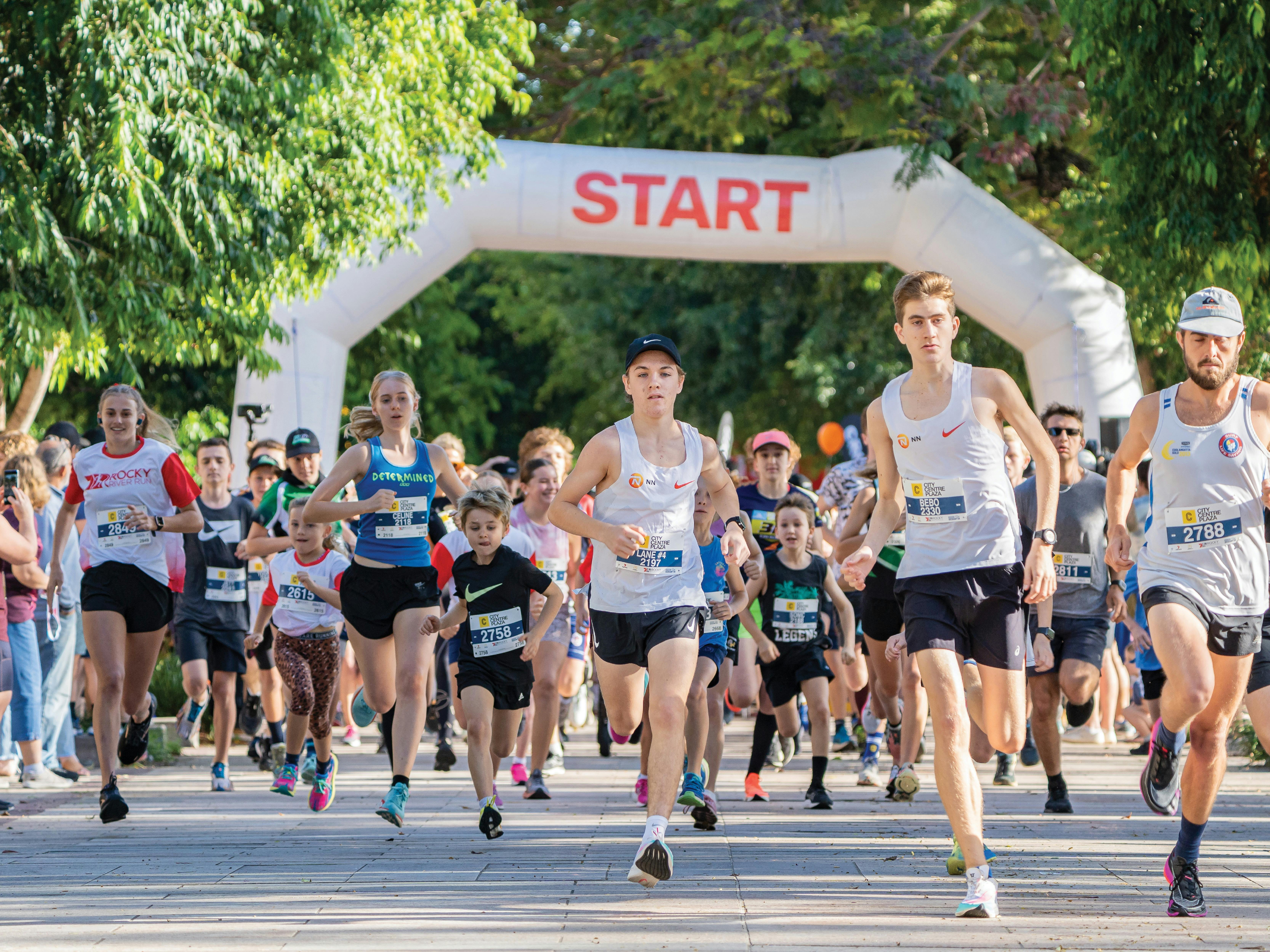 Runners at the start line for Rocky River Run 2022 event