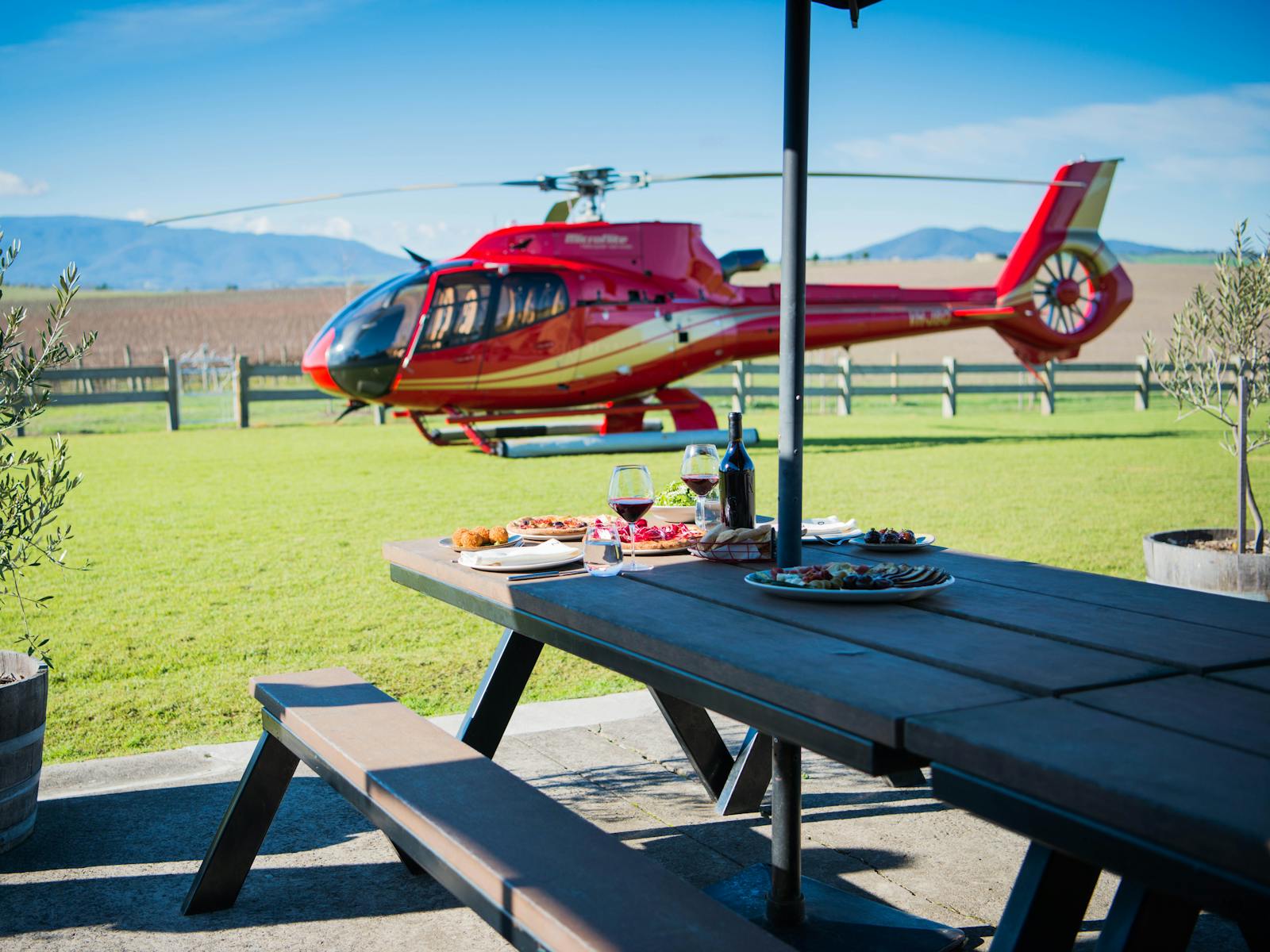 Beautiful views, food and wine available at Zonzo Estate