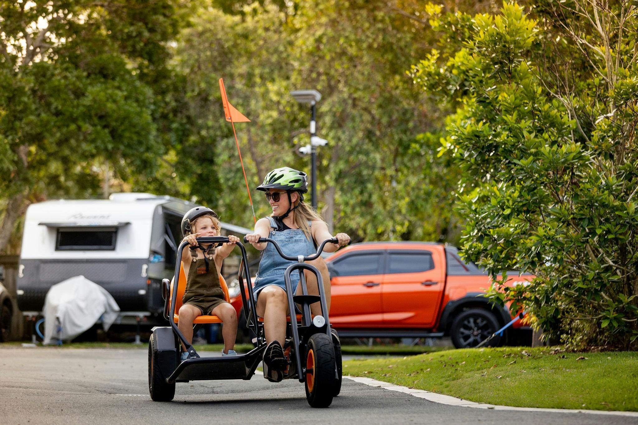 Guests on pedal karts