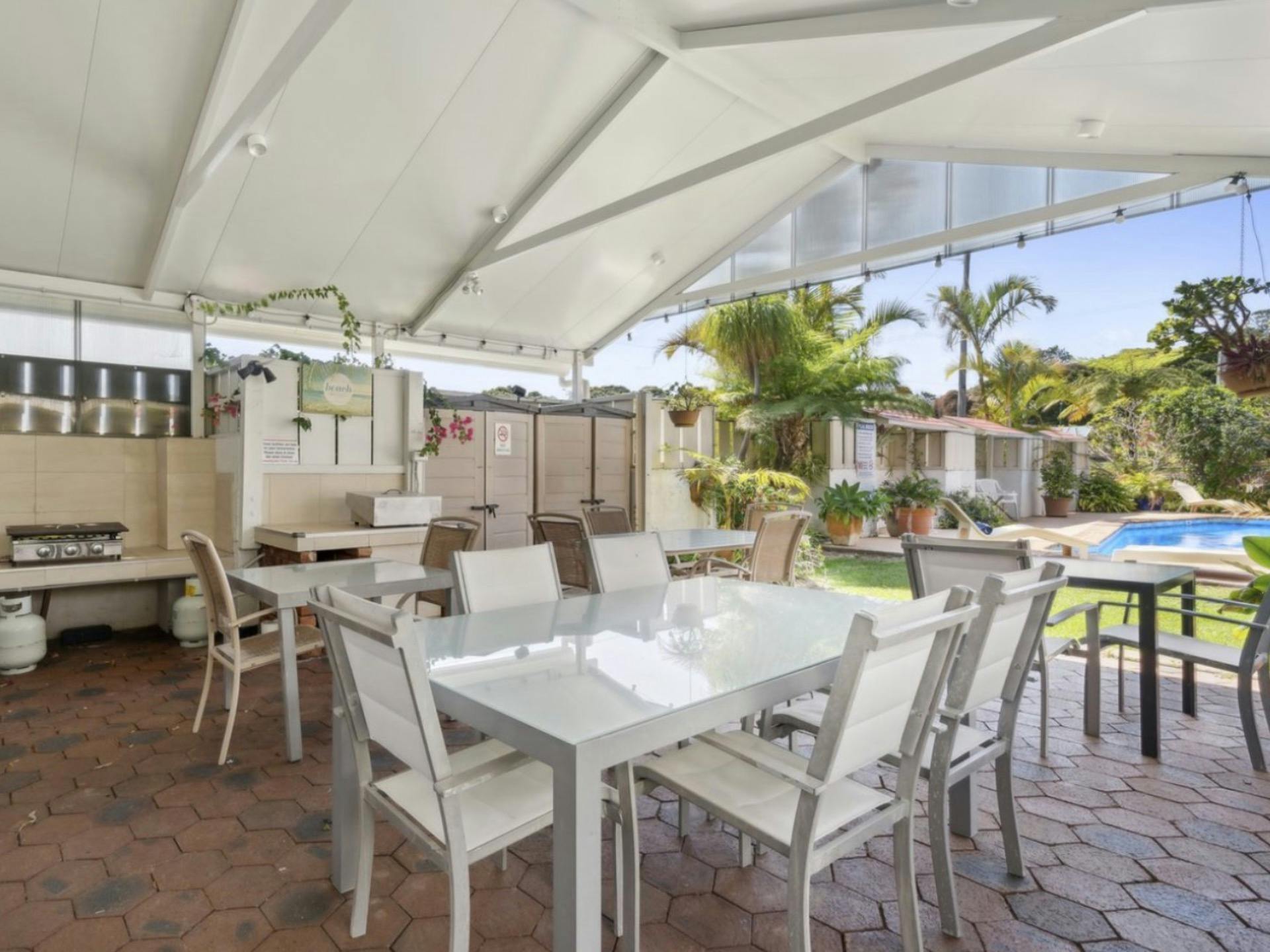 Poolside BBQ and outdoor dining area