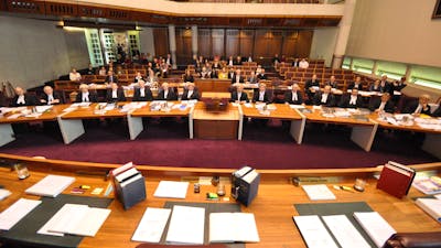 Interior of Courtroom 1 High Court of Australia in session