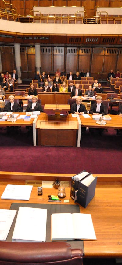 Interior of Courtroom 1 High Court of Australia in session