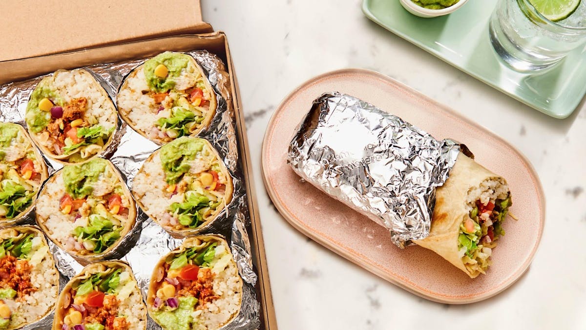 Selection of menu items for catering requests such as burritos