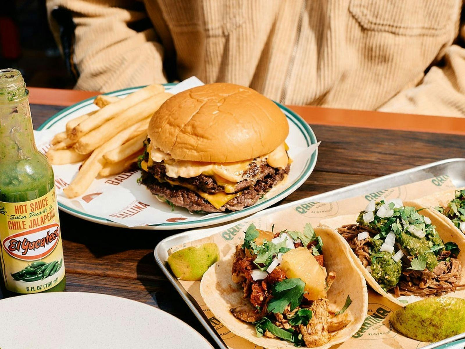 tacos, burgers and hot sauce