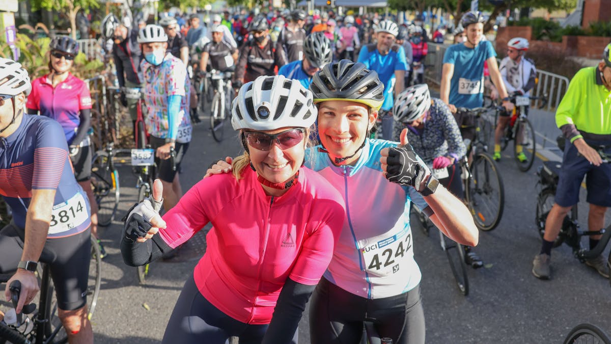 Women smiling at the start line