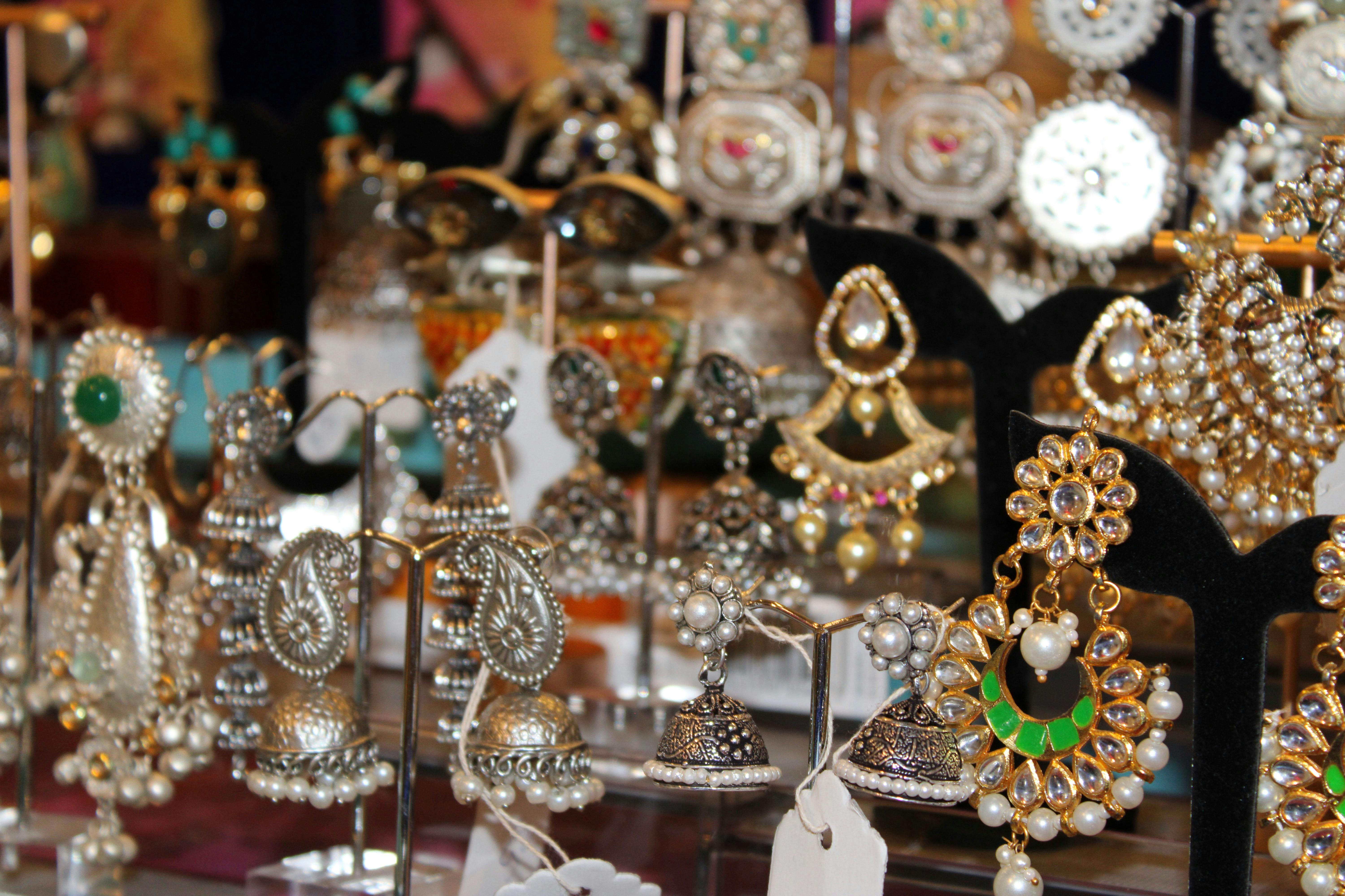 Market stall showing jewellery