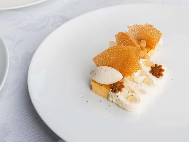 Dessert on a white plate.