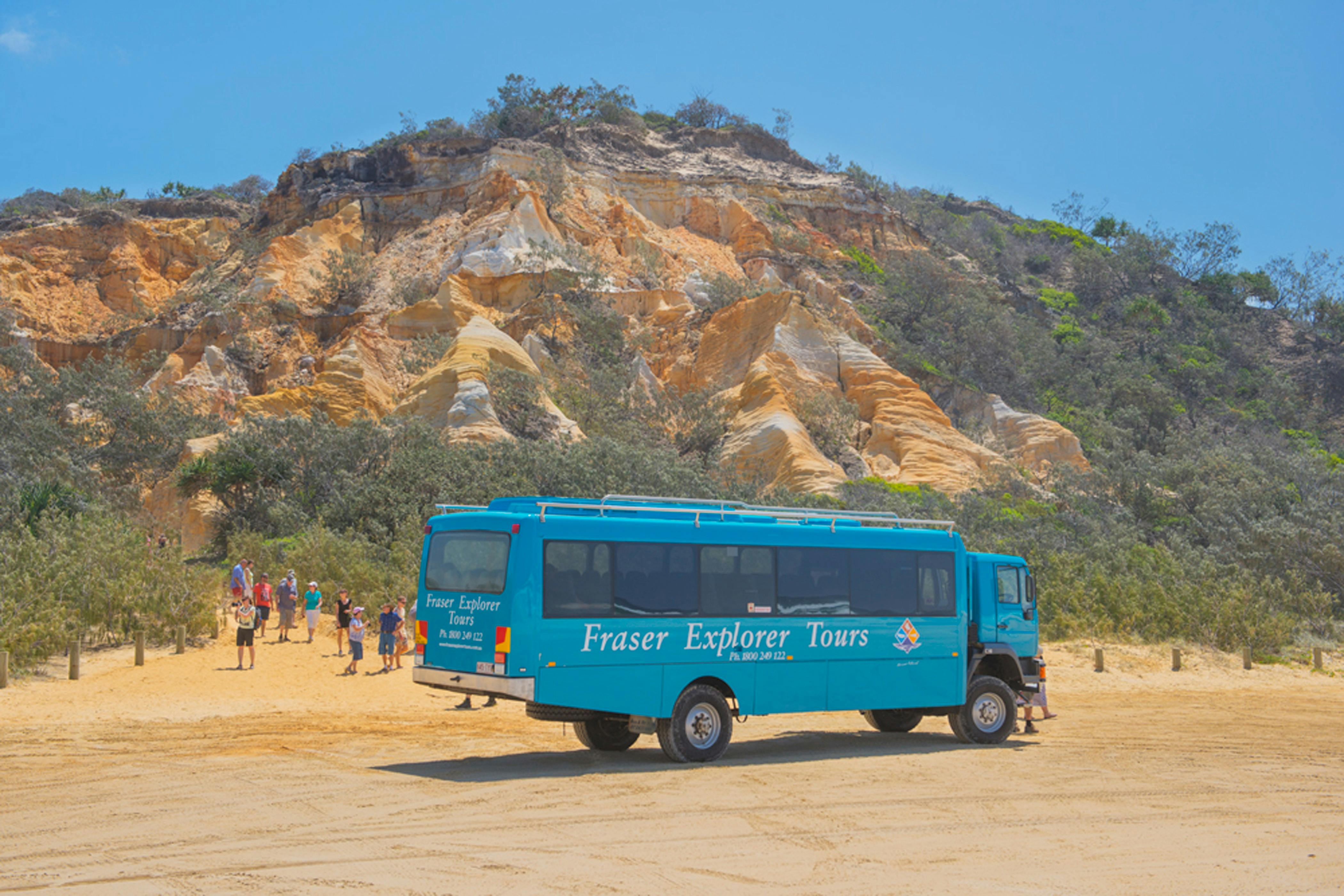 Blue Fraser Explorer Tour Bus on Fraser Island