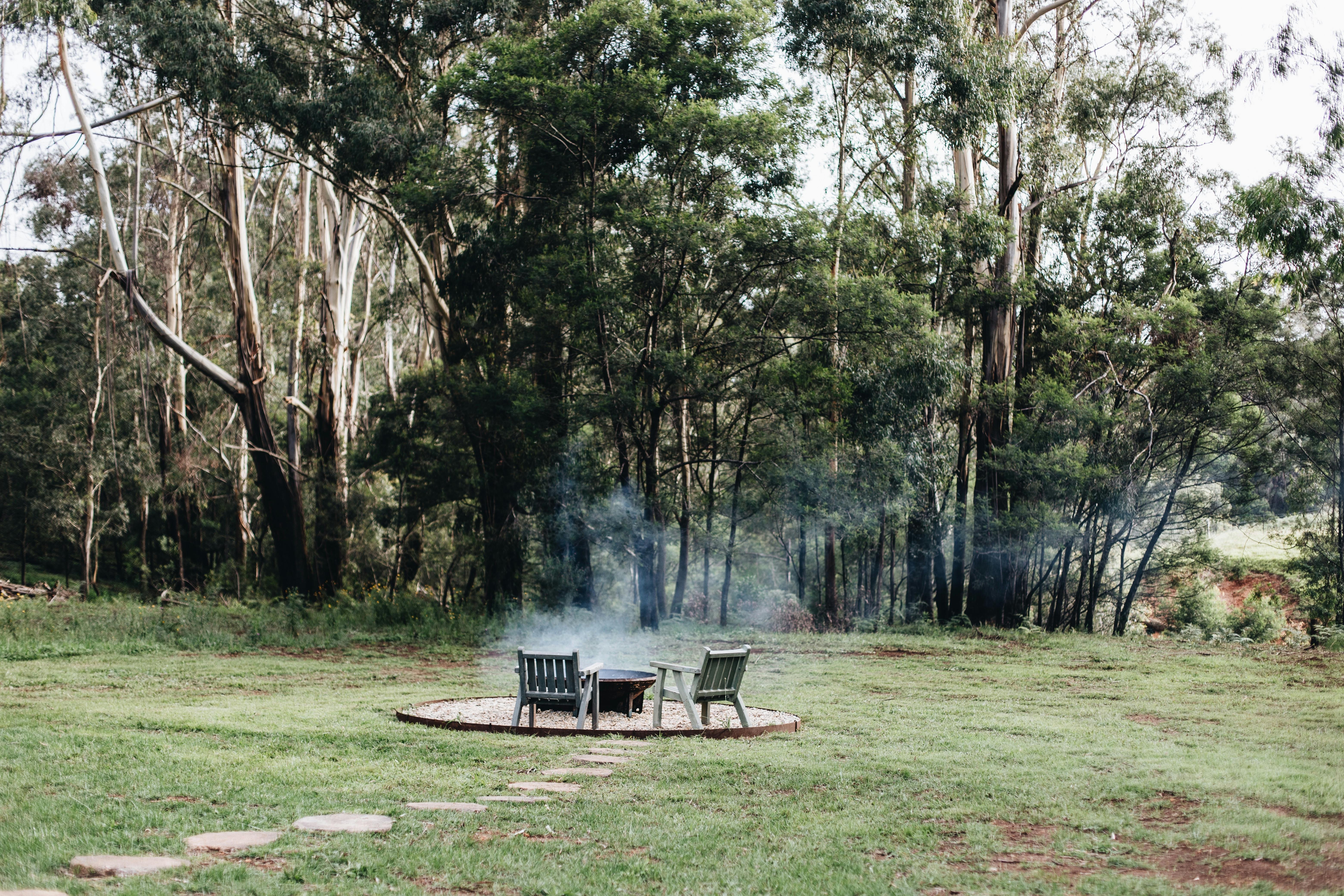 Outdoor fire pit with chairs