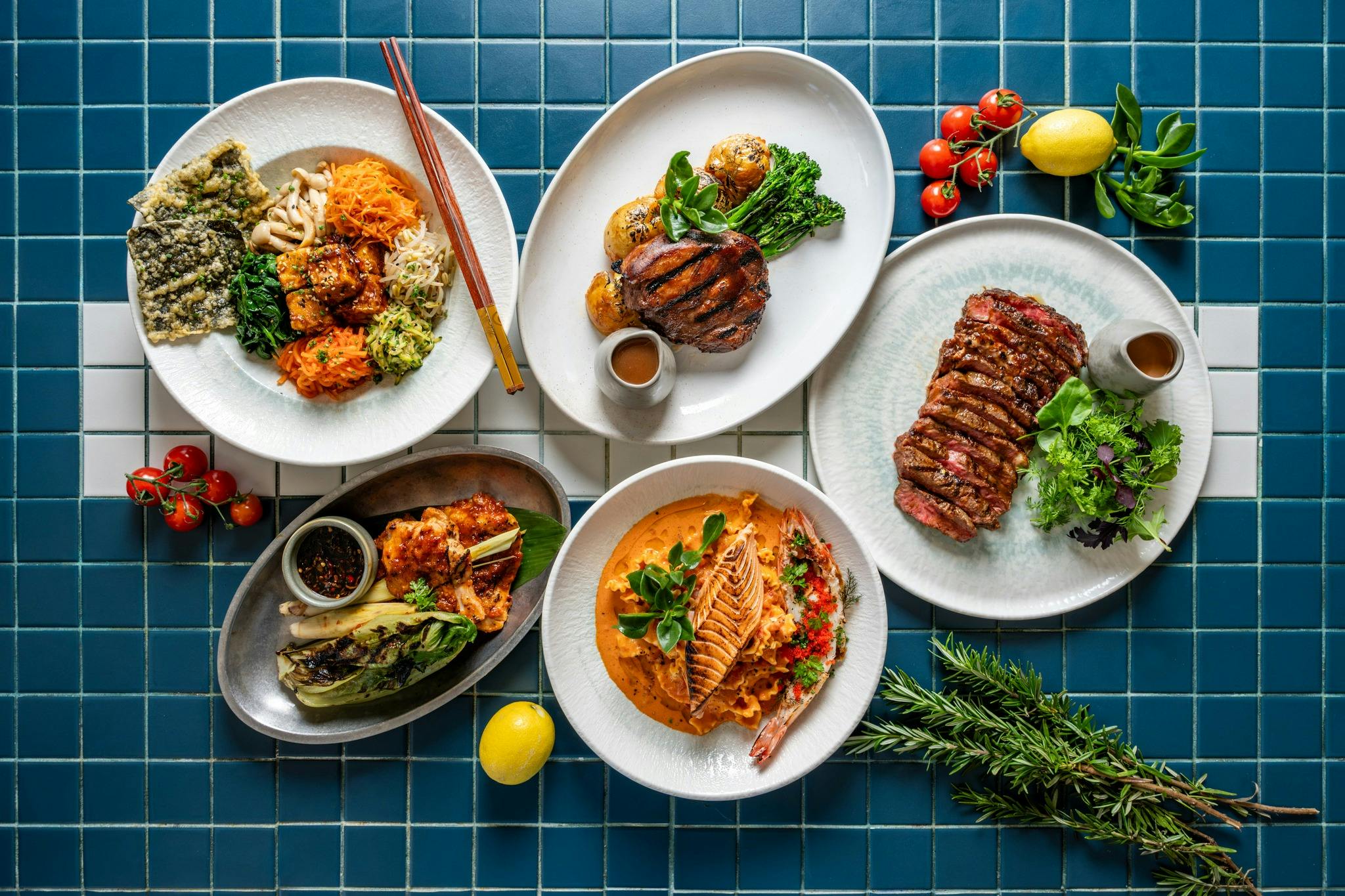 Spectacular selection of asian inspired dishes