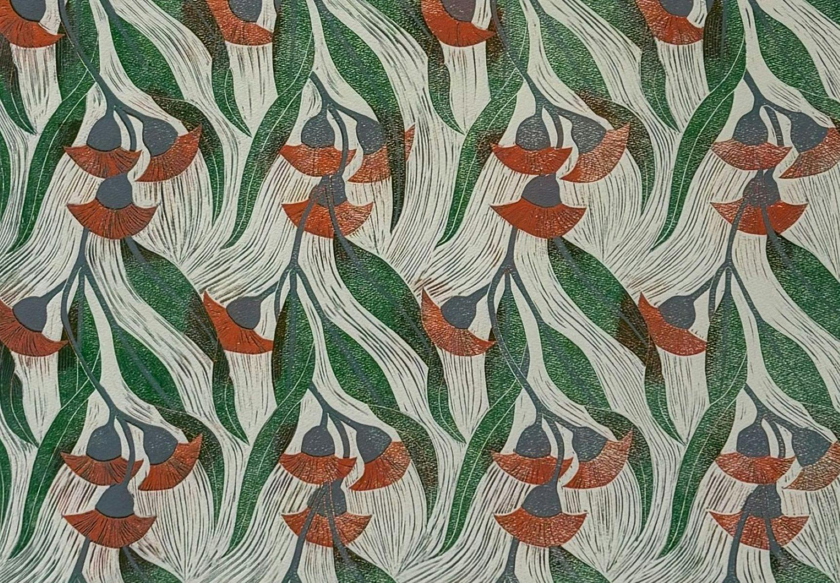 'Tangarine Blossoms' (detail) all colours lifted from a single block